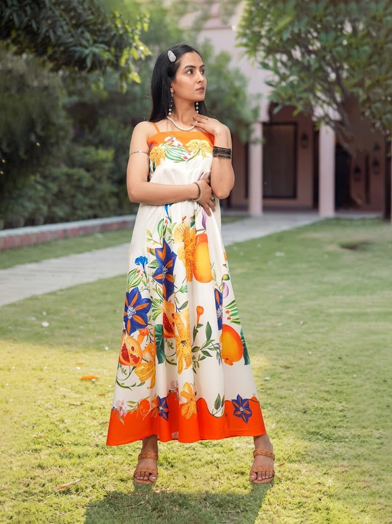 Women’s Floral Print One Shoulder Asymmetric Dress