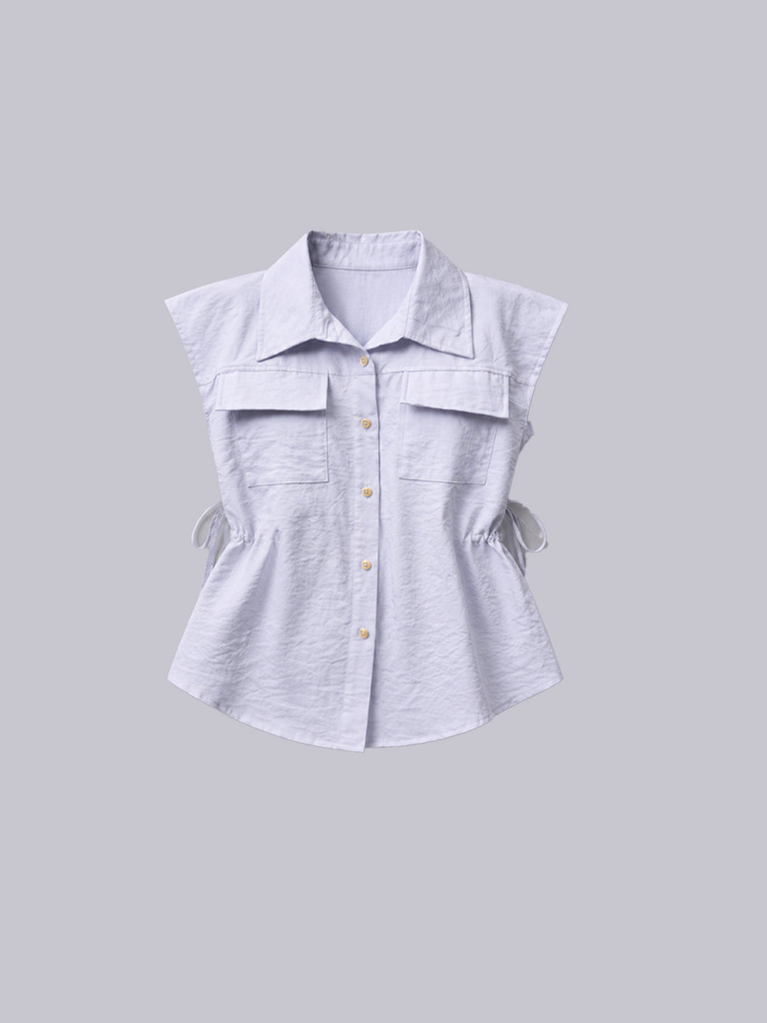 Women's White Sleeveless Utility Shirt | Cargo Pocket Cap Sleeve Top