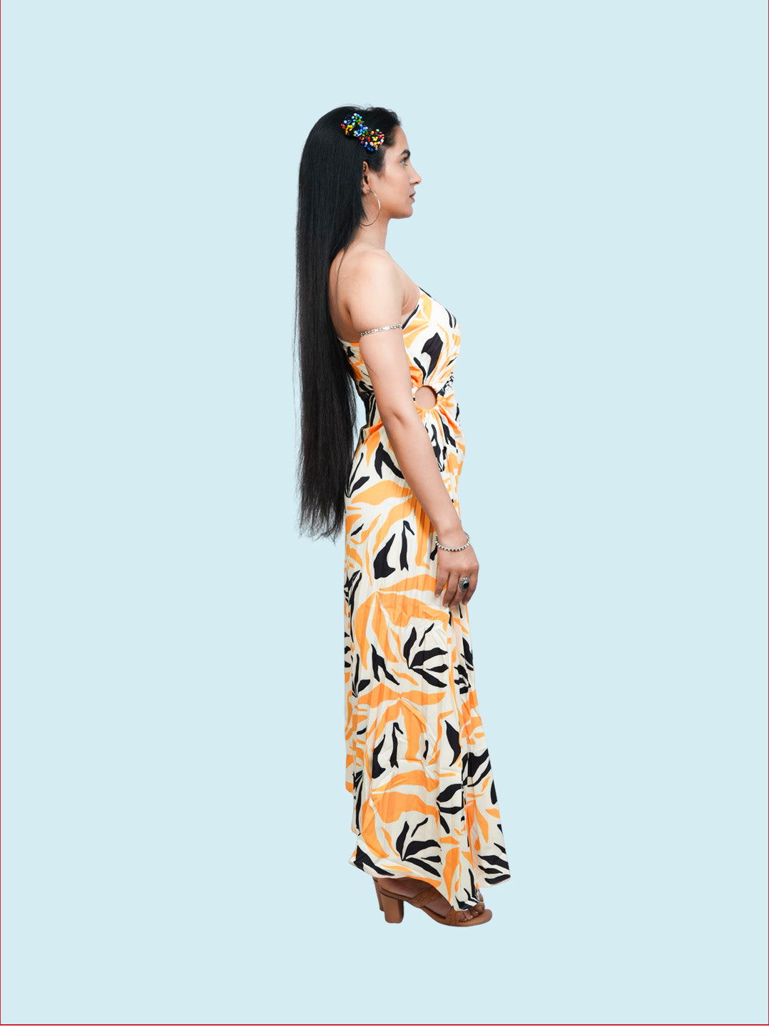 Woman wearing a floral dress