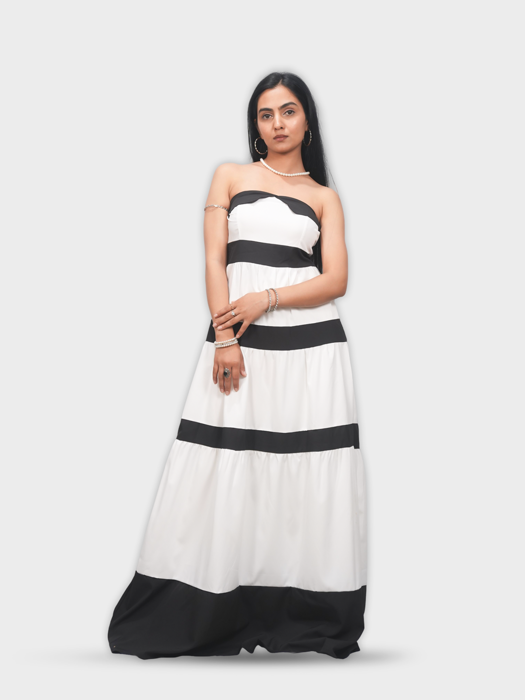 Women’s Colourblocked Chiffon Bandeau Maxi Dress
