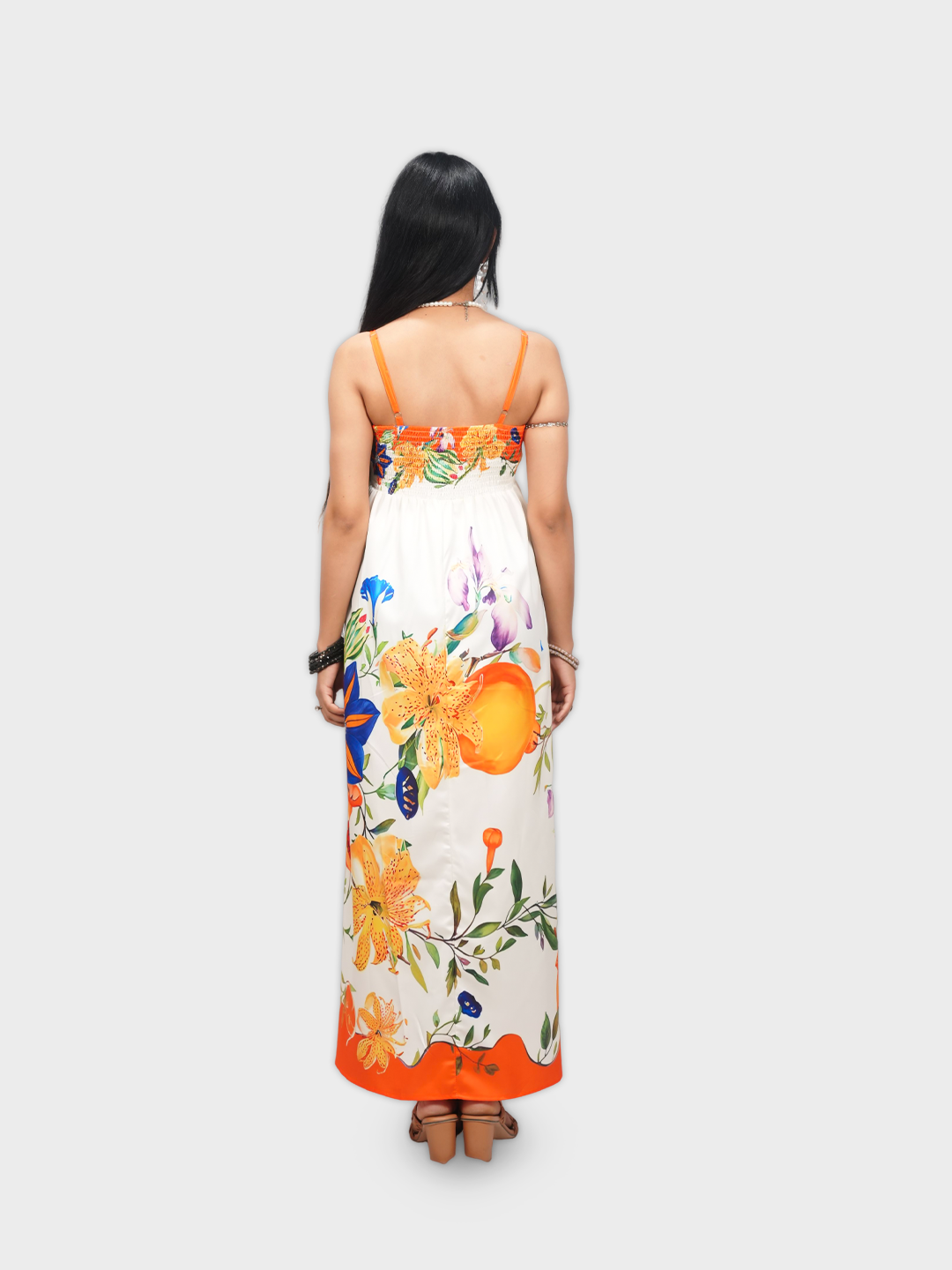 Woman wearing a floral dress