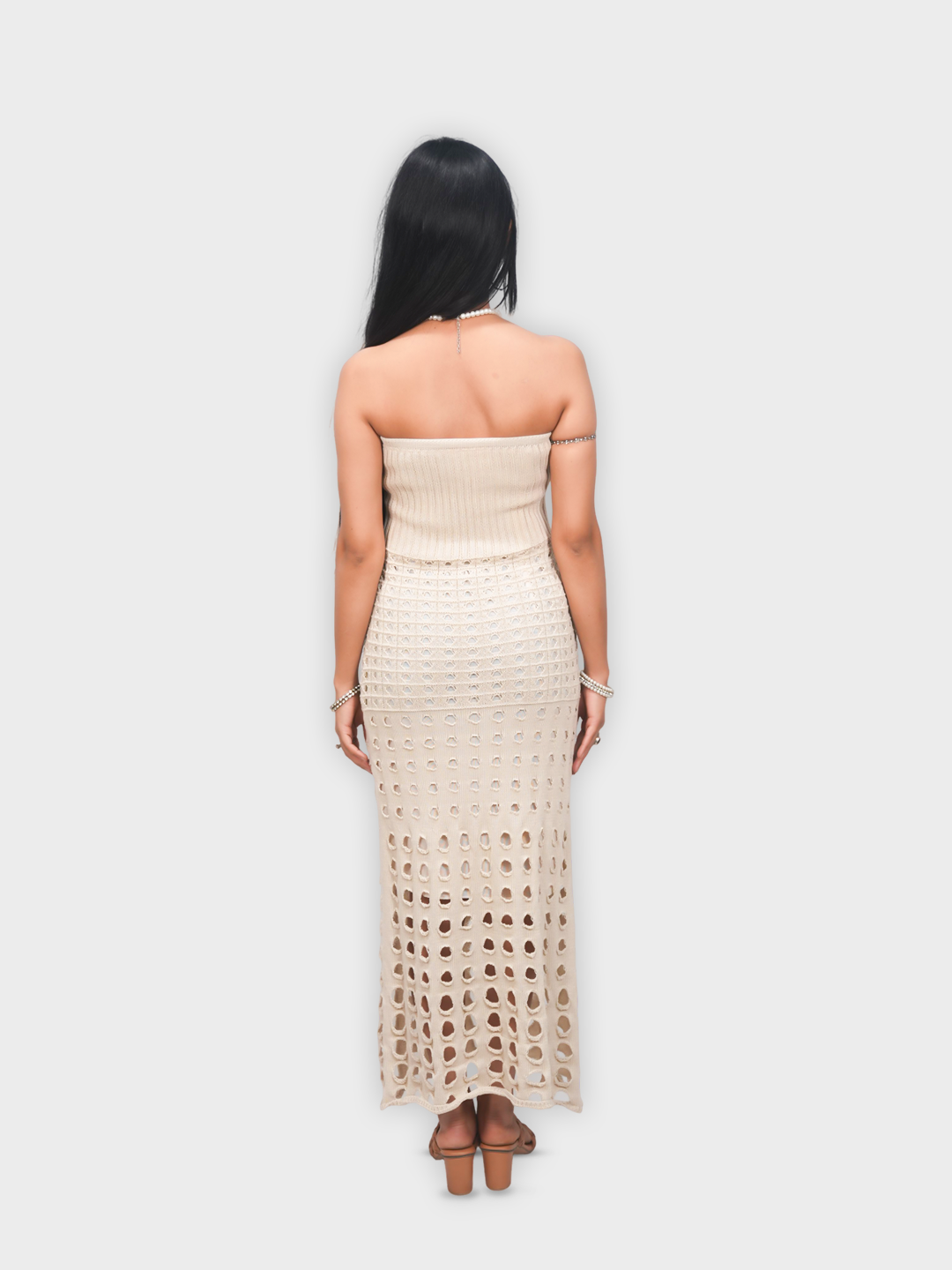 Women’s Strapless Crochet Maxi Dress