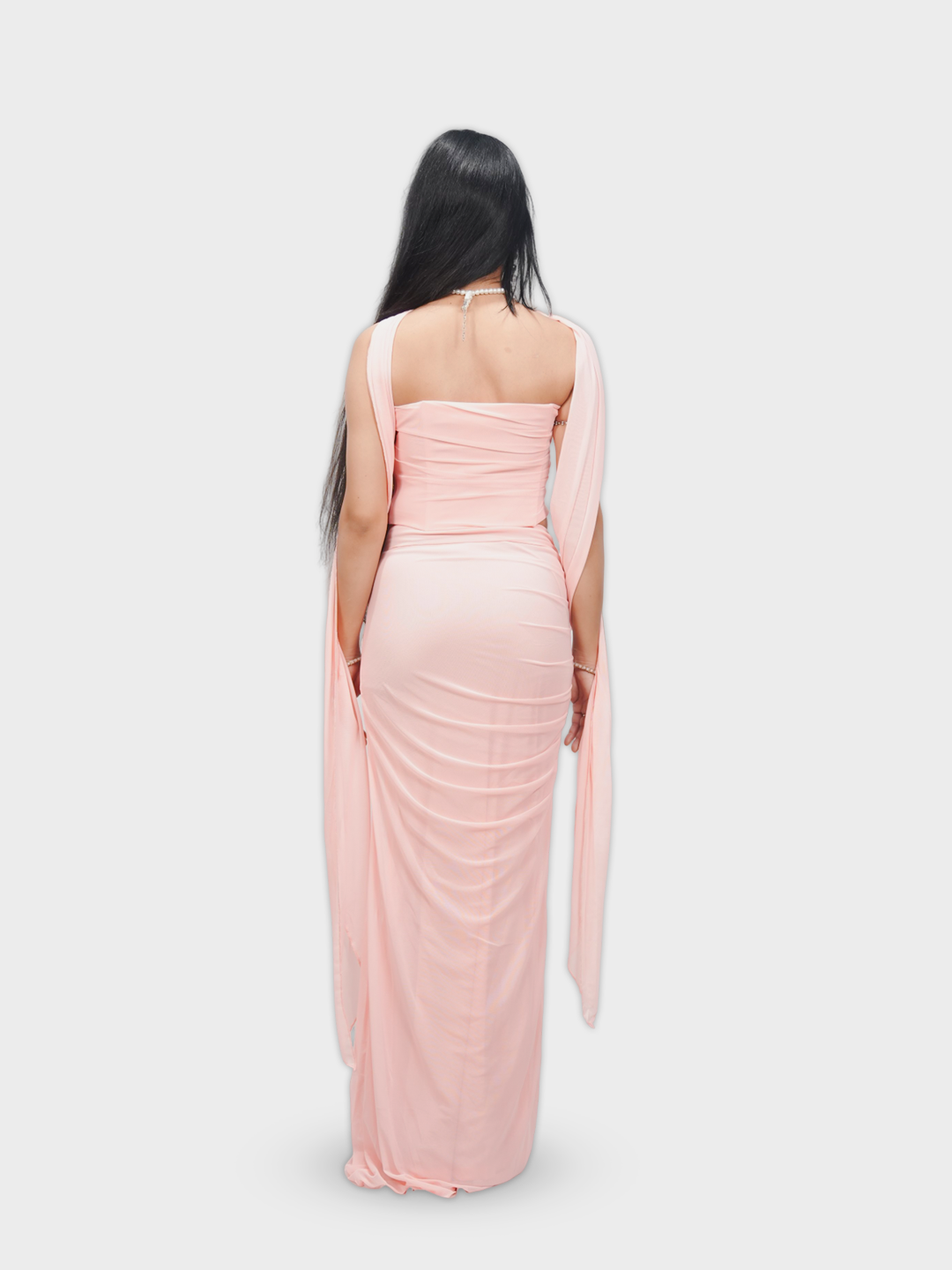 Women’s Strapless Corset Maxi Dress with Scarf