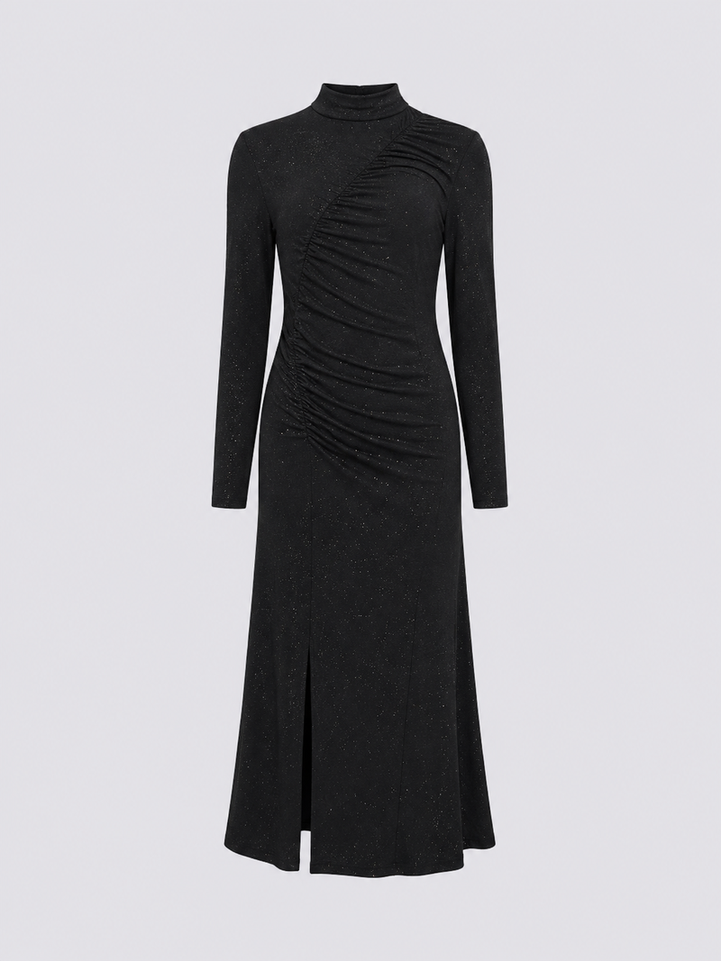 Women's Black Glitter Midi Dress