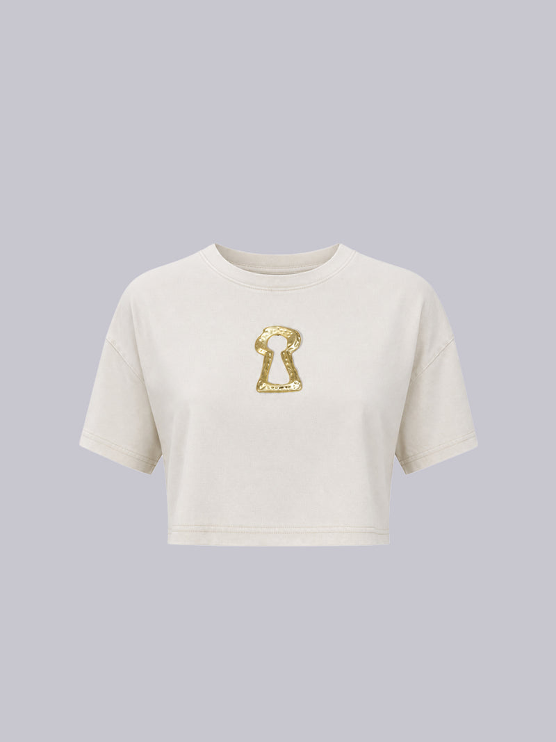 Women's Cream Cropped T-Shirt