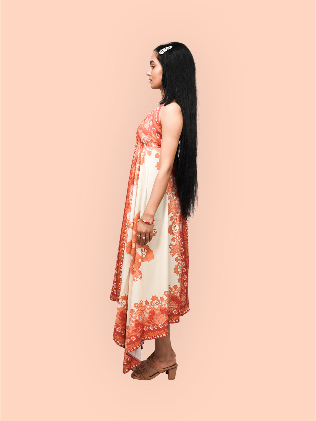Woman wearing a floral dress