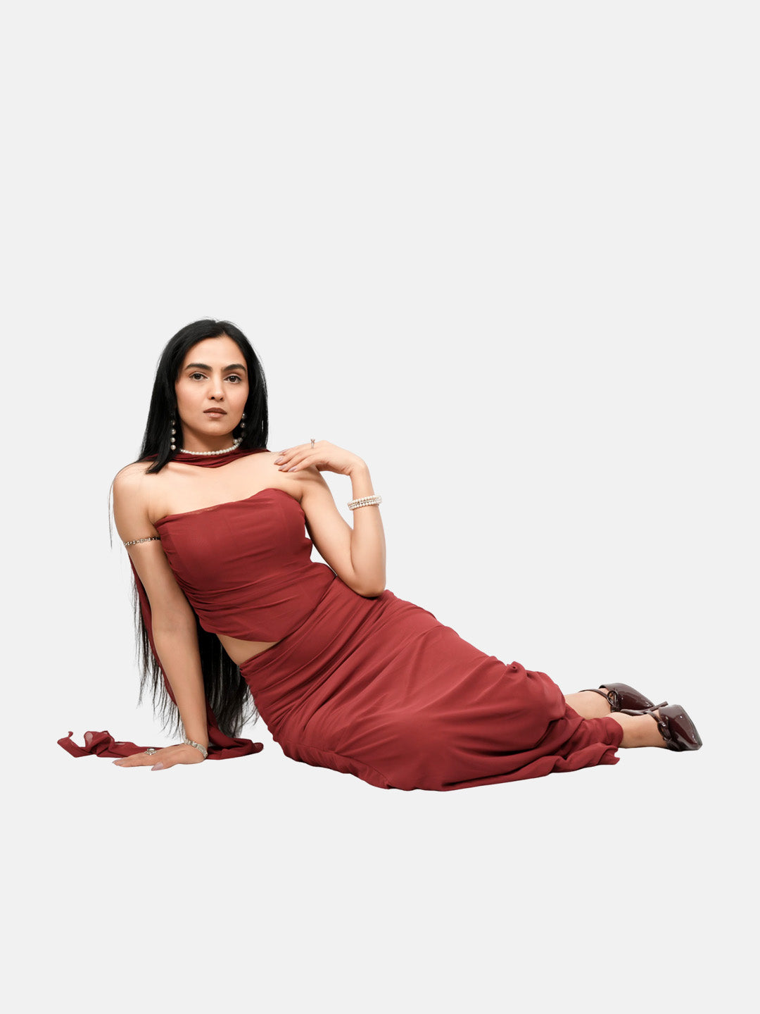 Women’s Tube Corset Top with Ruched Skirt Co-ord Set