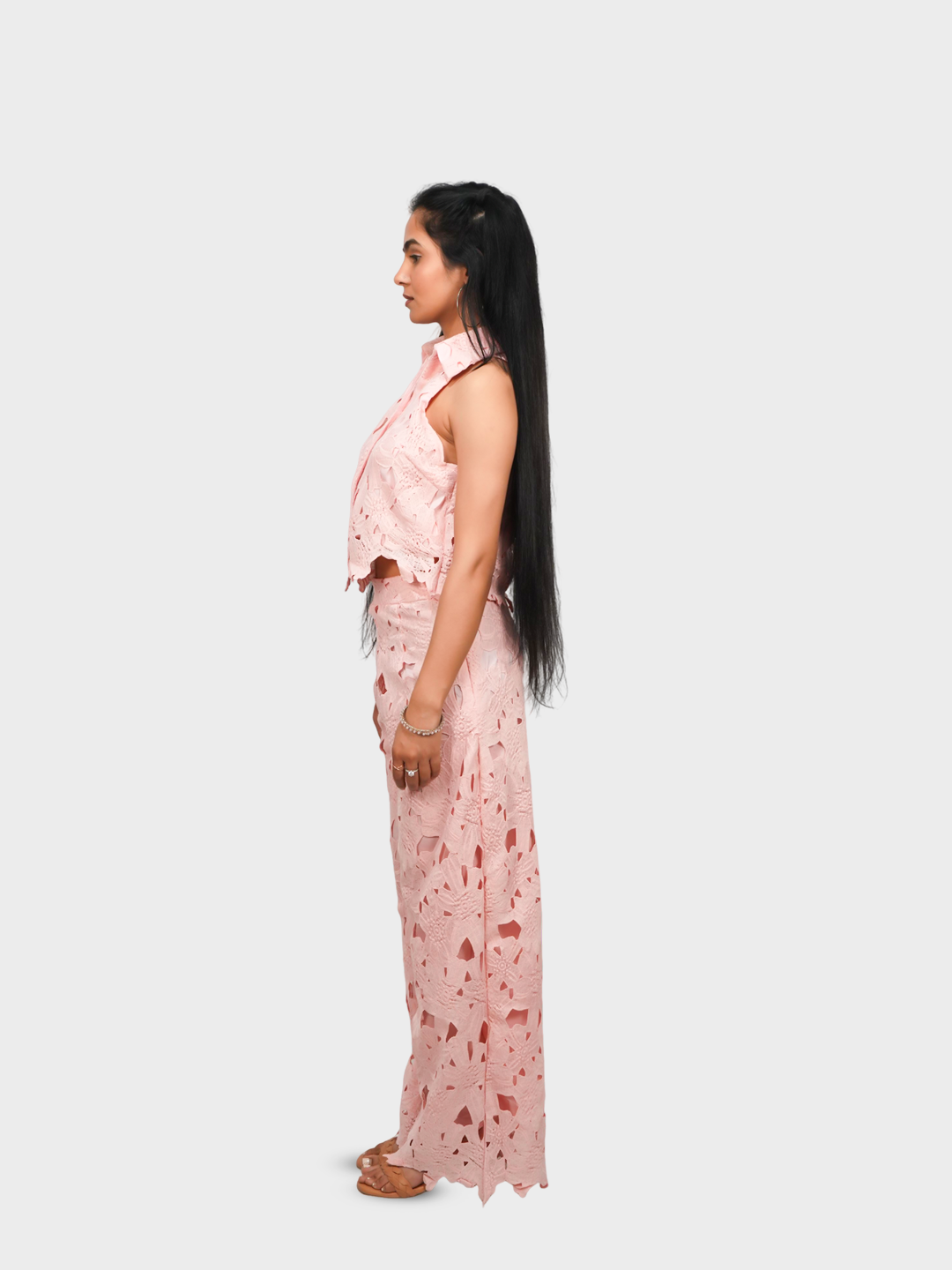 Women’s Embroidered Collar Shirt with Palazzo Co-ord Set