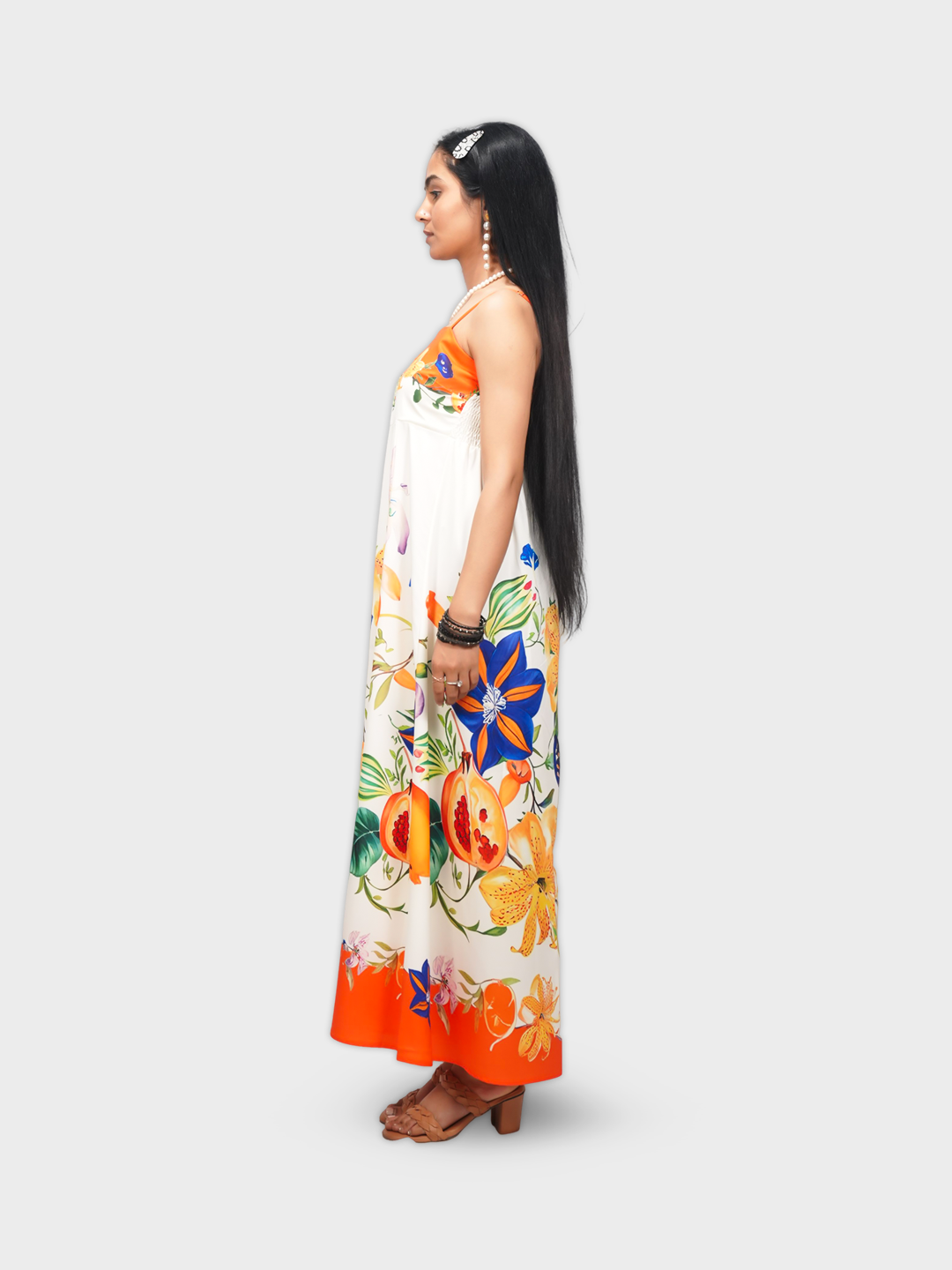 Woman wearing a floral dress