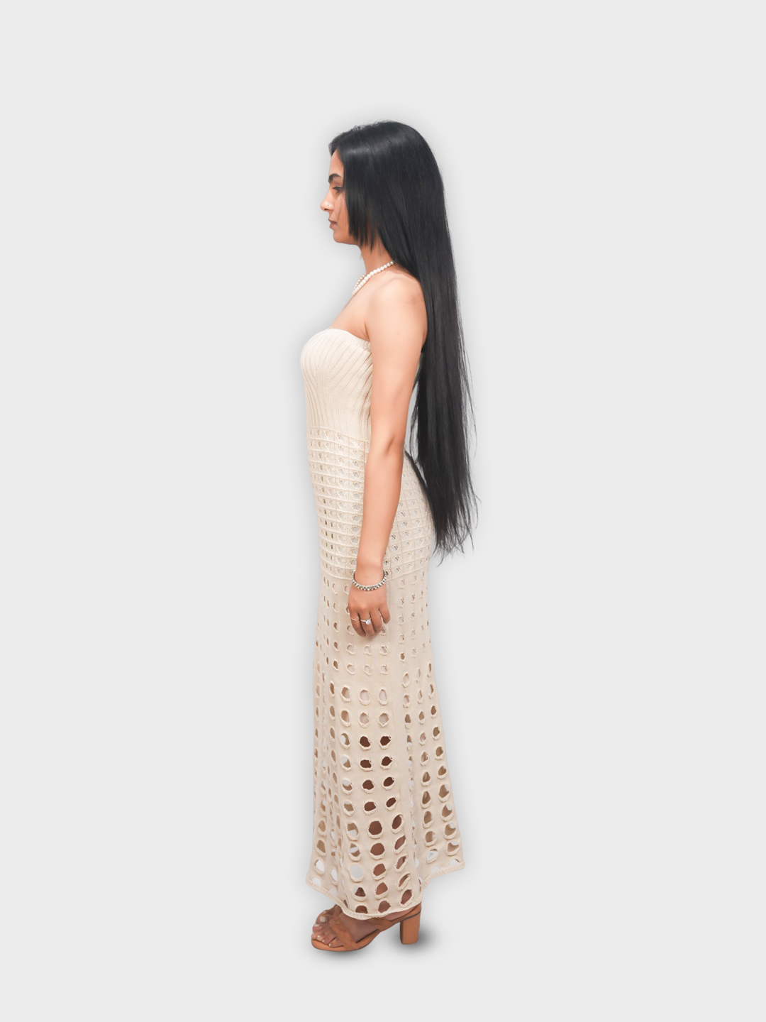 Women’s Strapless Crochet Maxi Dress
