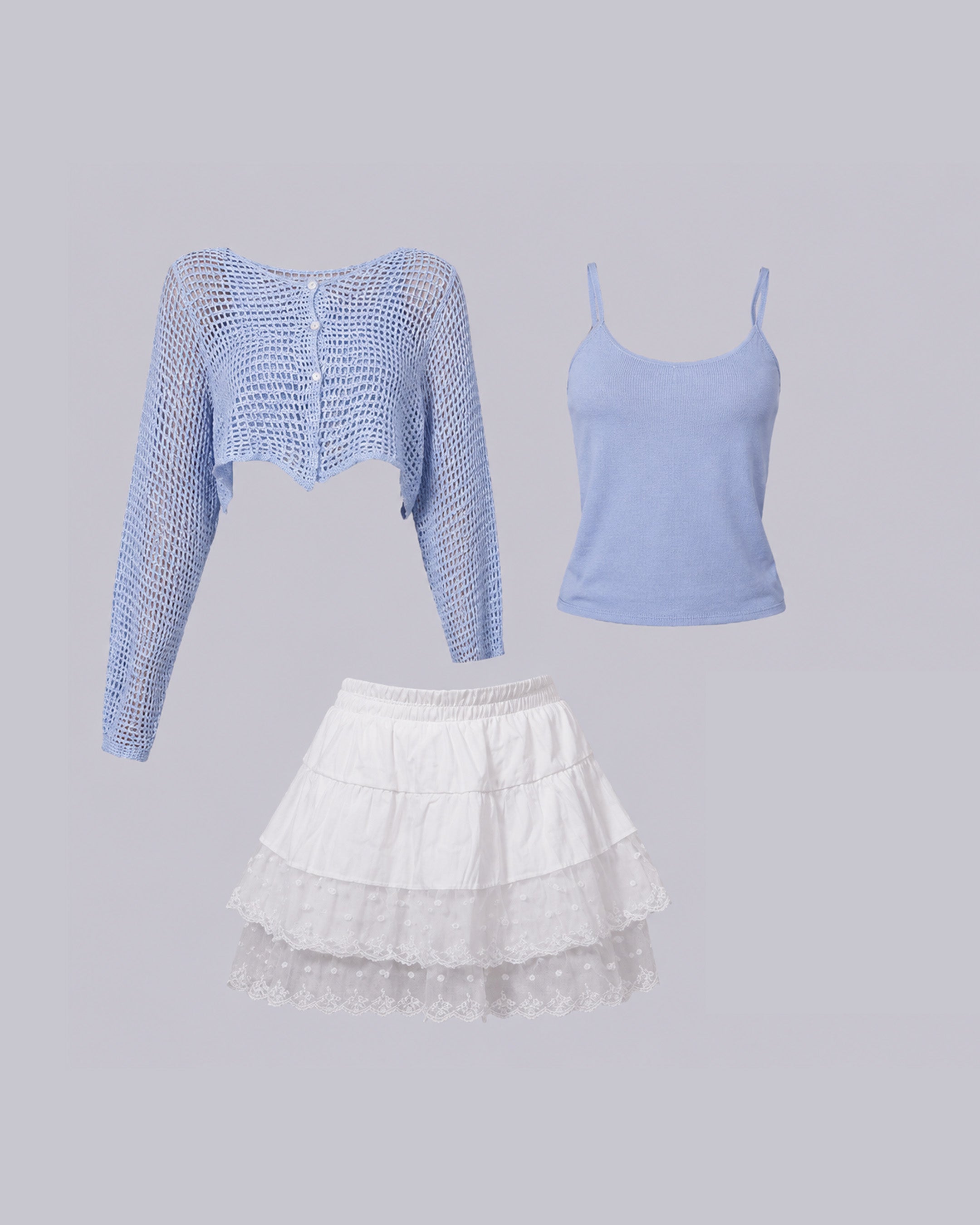 A light blue ribbed tank top
