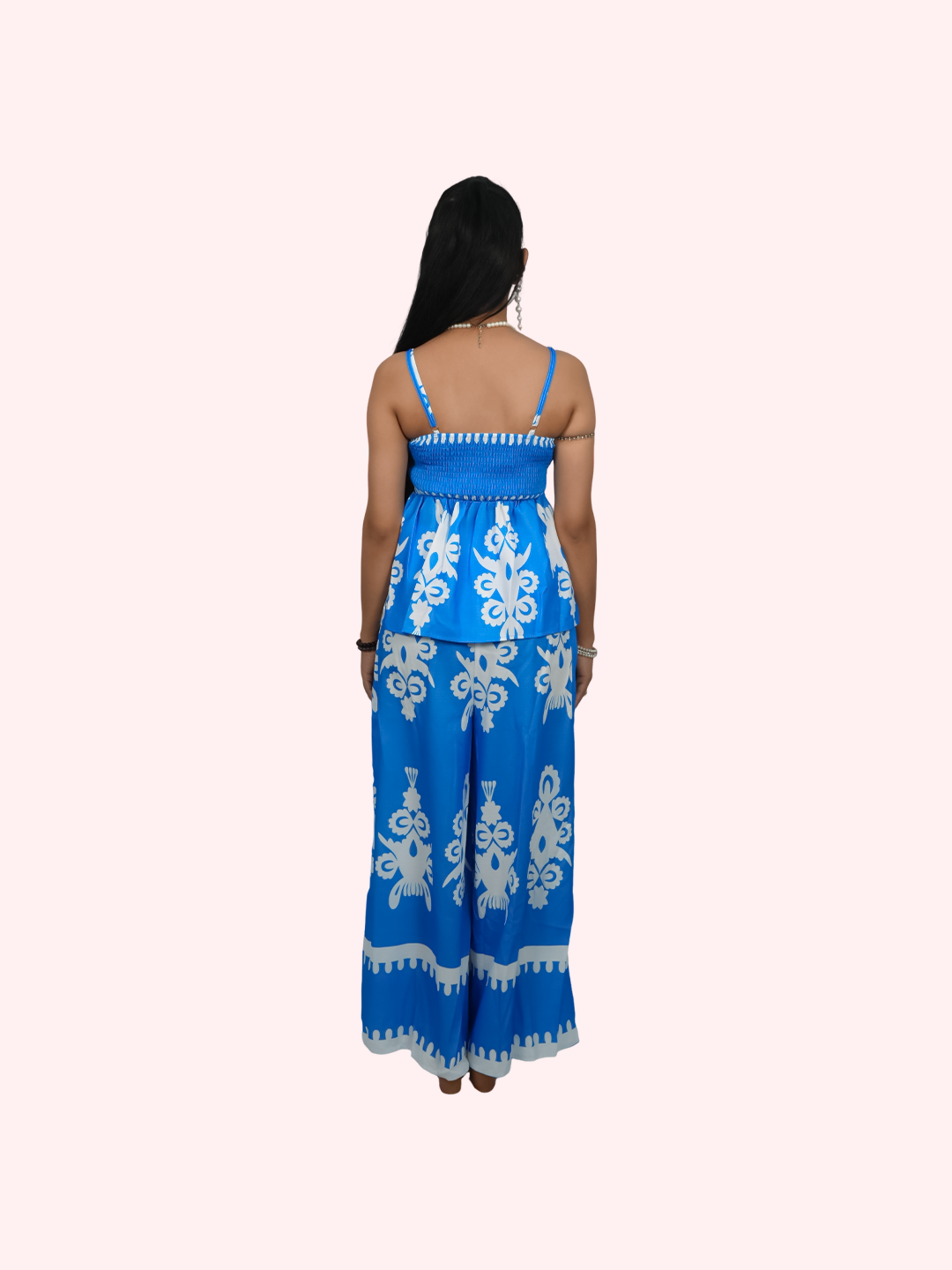 Women’s Fitted Printed Cami Top and Pant Co-ord Set  Sleeveless Two Piece Outfit