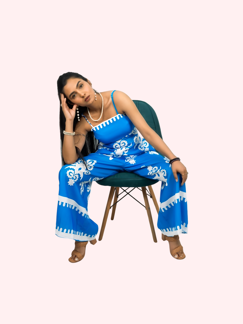 Women’s Fitted Printed Cami Top and Pant Co-ord Set  Sleeveless Two Piece Outfit