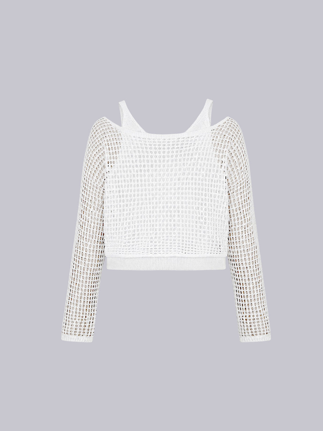 A white cropped long-sleeve top