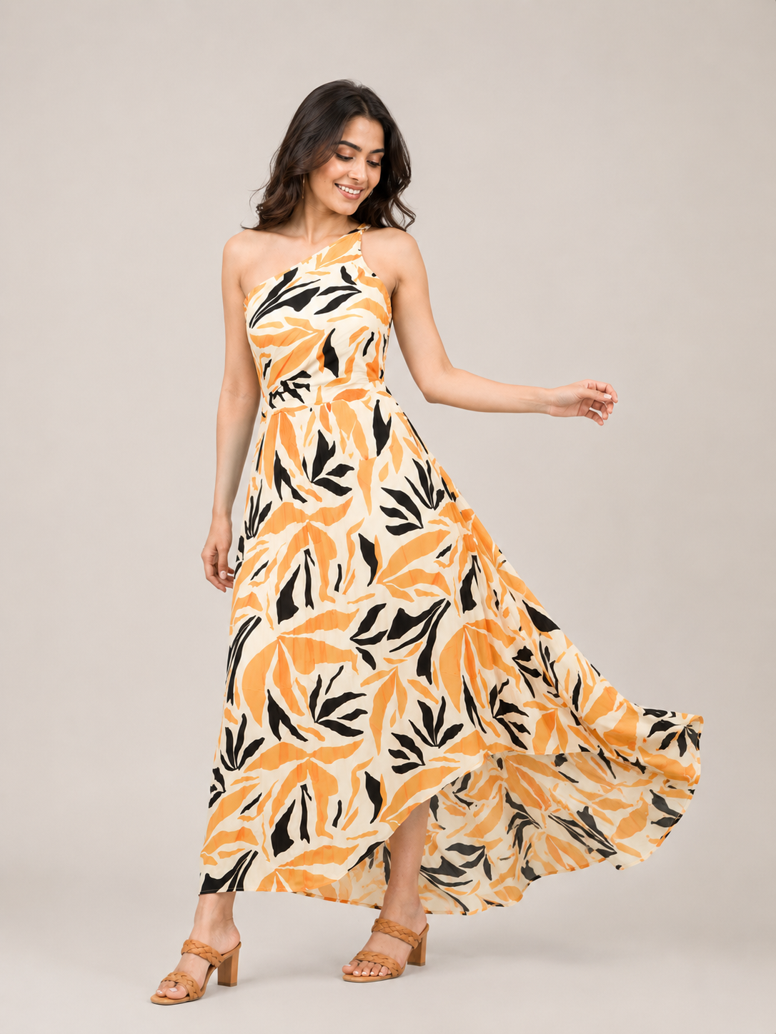 A halter-neck maxi dress