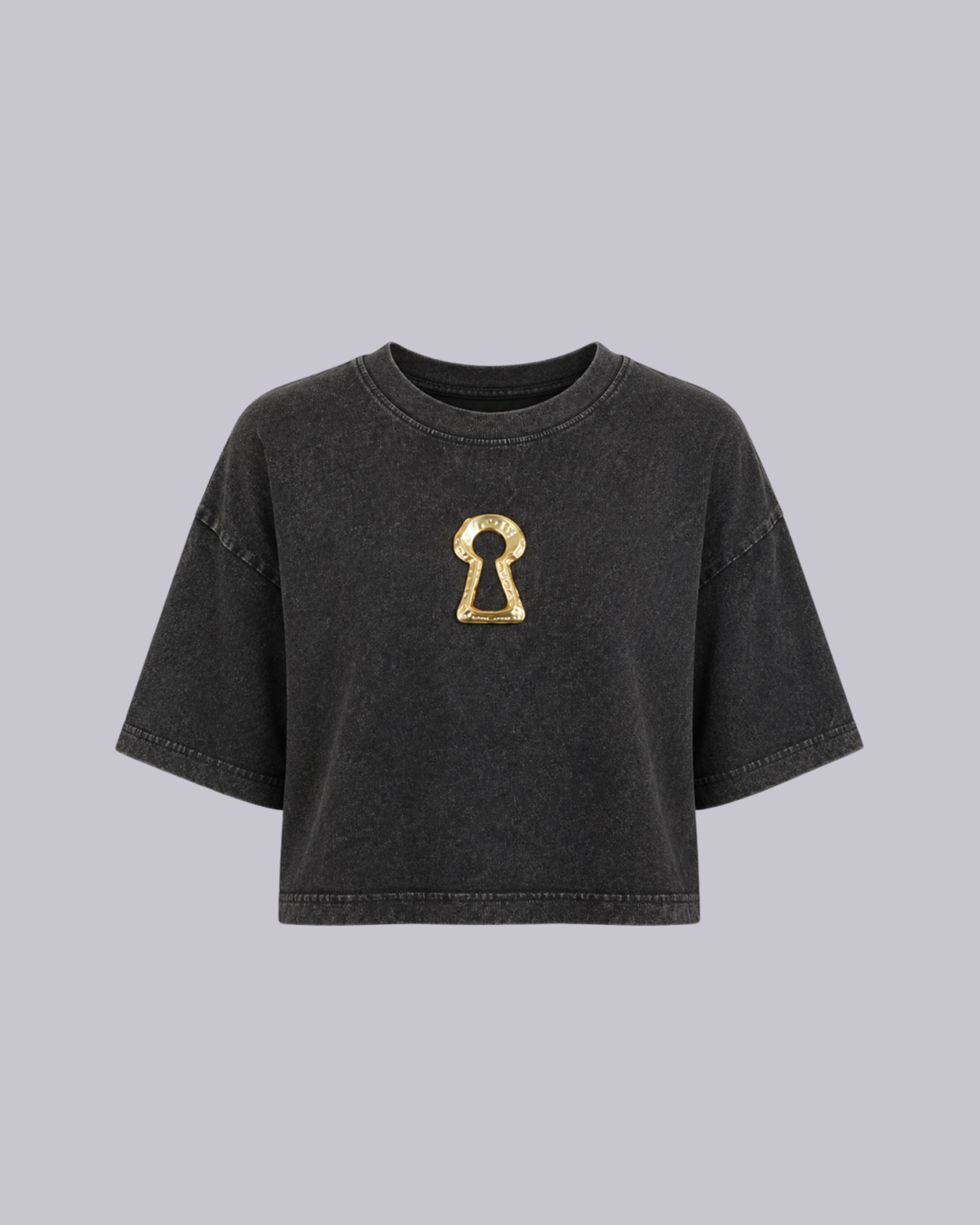 A washed black cropped t-shirt 