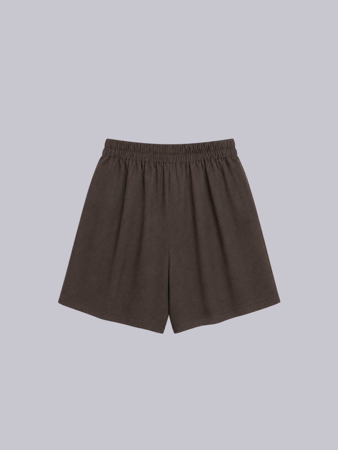A pair of dark brown wide-leg shorts 