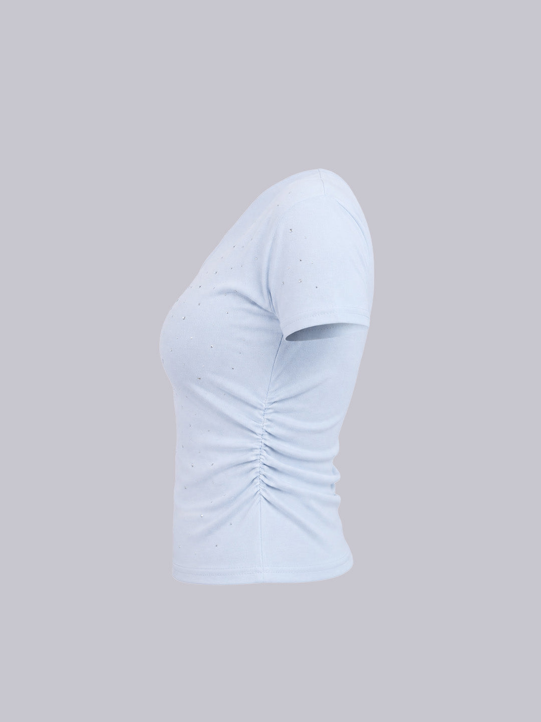 A light blue short-sleeve athletic top shown from the side.