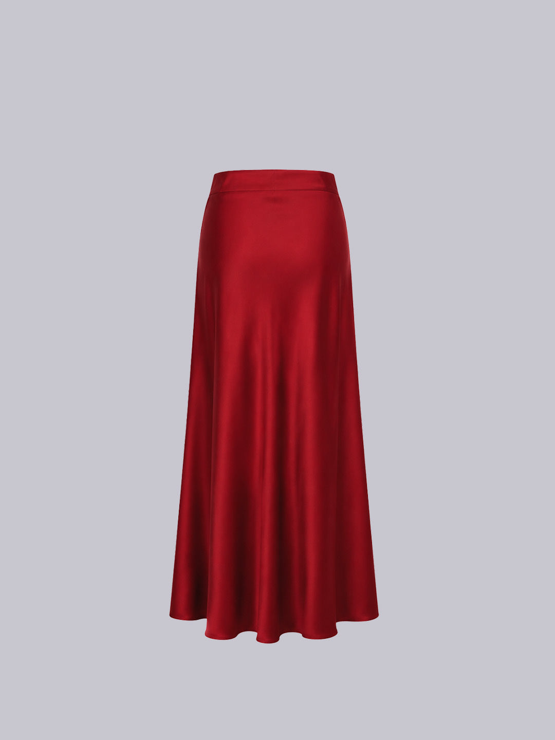 A red satin midi skirt 