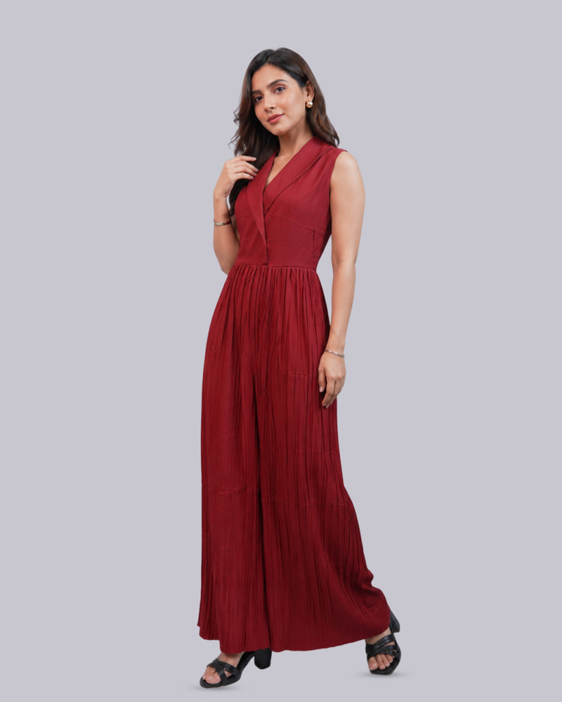 Sleeveless Wide-Leg JumpsuitWomen's Rust Sleeveless Jumpsuit