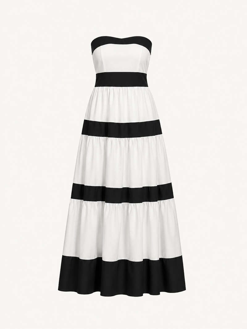 Women’s Colourblocked Chiffon Bandeau Maxi Dress