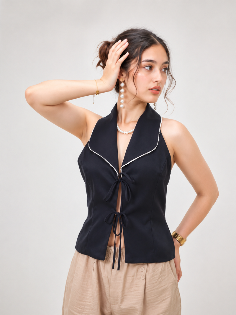 Black Halter-neck top