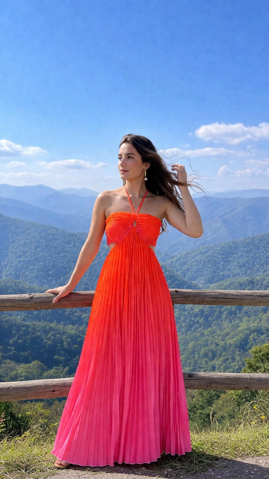 Women’s Colourblocked Halter Neck Maxi Dress  Sleeveless Flowy Long Dress