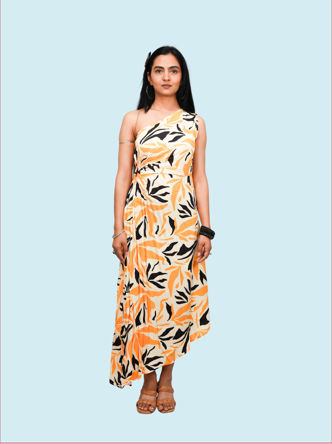 Woman wearing a floral dress