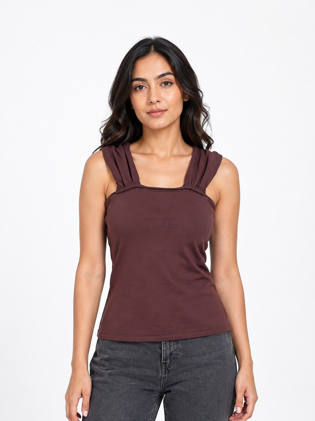 Women’s Shoulder Strap Ribbed Crop Top