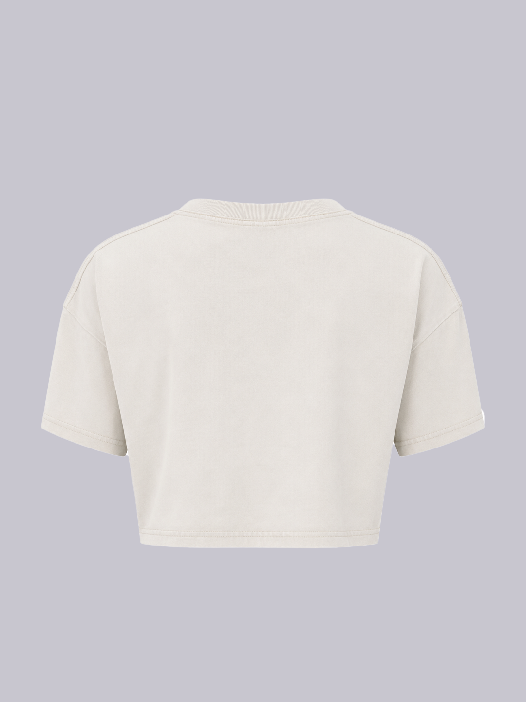 A cropped short-sleeve t-shirt shown from the back.